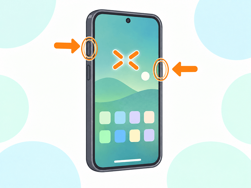 iPhoneの右側のボタンと左側の音量を上げるボタンを同時に押す操作